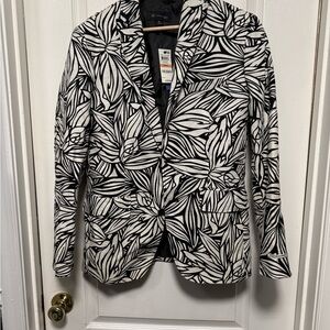 INC International Concepts Black and White Leaf Blazer
